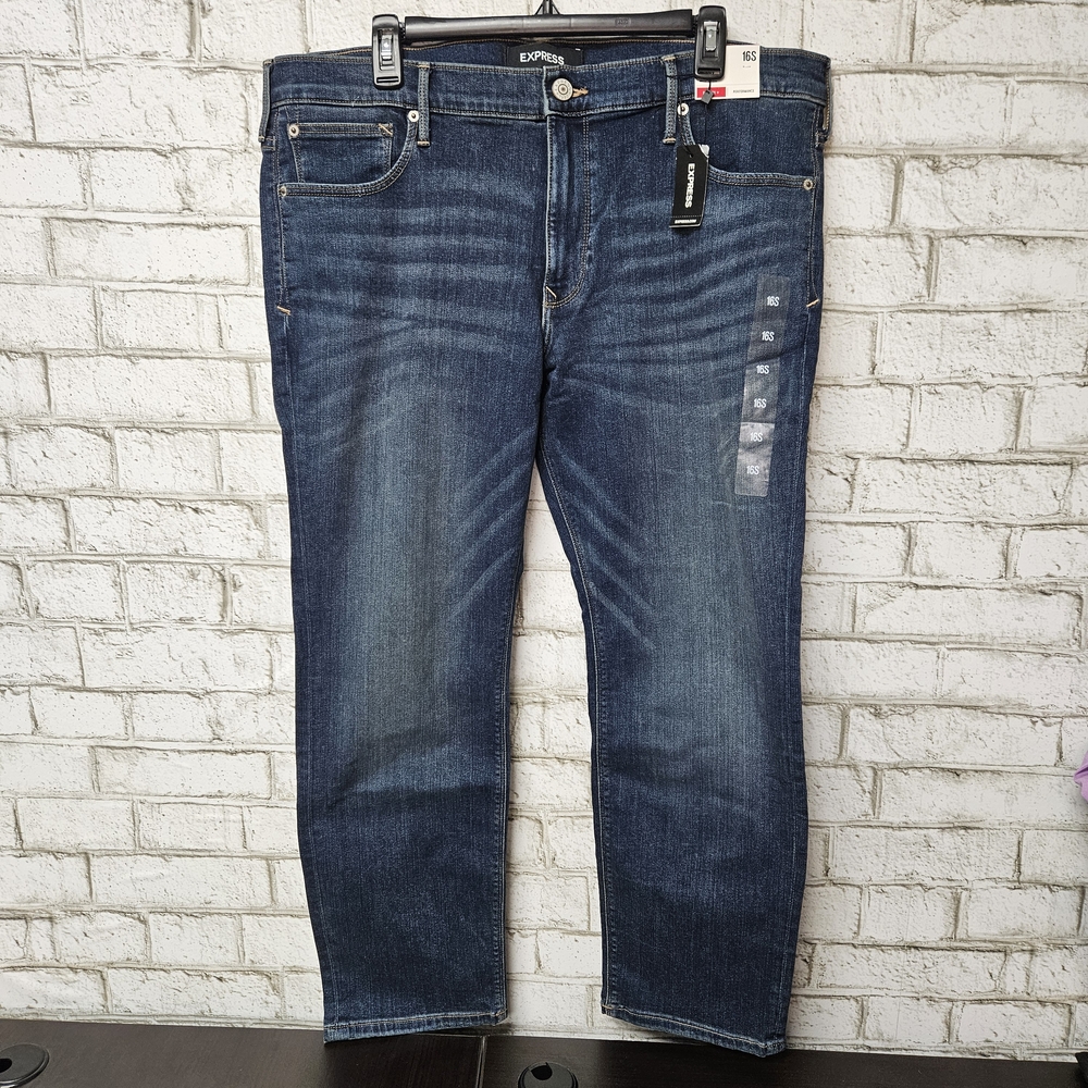 NWT Express Women's Skinny Mid Rise Jeans Dark Wash Size 16S